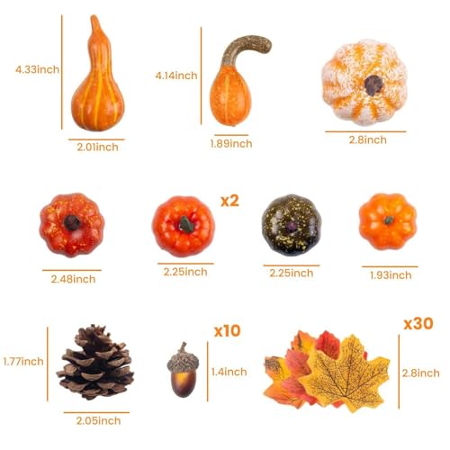 image for DomeStar 50 PCS Artificial Pumpkins and Gourds Set, 8PCS Small Pumpkin