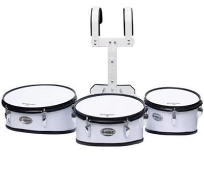 JINBAO Marching Tom Drum Set, 3-Piece with Carrier, White