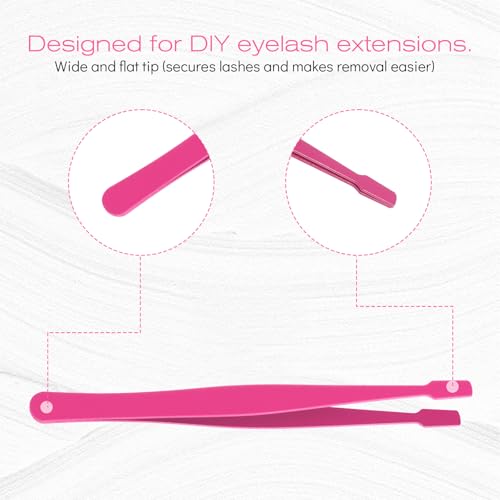 Lash Tweezers for Eyelash Clusters Stainless Steel Applicator Flat-Tip Professional Applicator for Individual Lashes DIY Eyelash Extensions Ergonomic Handle Safe Blunt Design Easy for Beginners
