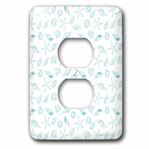 Cache-prise Aqua Shells 3dRose lsp_192720_6 pour habiller un mur blanc
