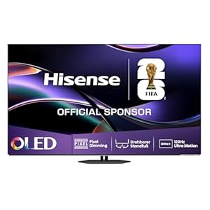 Hisense 55A85Q 139cm (55 Zoll) Fernseher, 4K UHD OLED Smart TV, 120Hz, HDMI 2.1, Game Mode Pro, AMD FreeSync Premium, Dolby Vision IQ & Atmos, Bluetooth, Alexa Built-in, Schwarz, [2025]