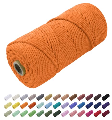 Uiopa Macrame Cord 3mm x 100m, Natural Cotton Cord Coloured Macrame Yarn Soft Rope
