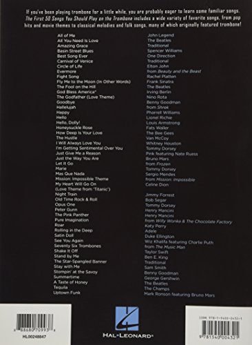 First 50 Songs You Should Play on the Trombone | Trombone Sheet Music Songbook | 50 Easy Arrangements for Beginners | Popular Hits, Movie Themes, Classical Melodies | Perfect Gift for Trombone Players - Image 2