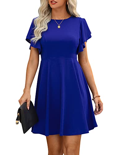 Bequemer Laden Damen Sommer Casual Rundhals Kleid Schmetterlingsärmel...