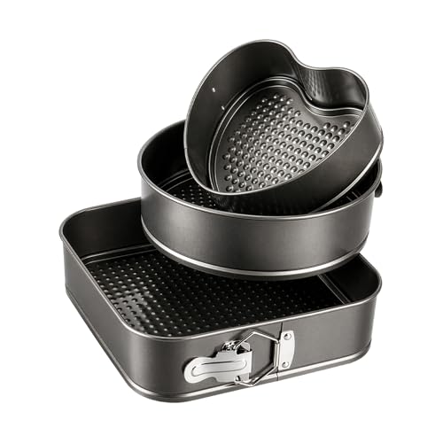 Image of FERNVALE 3 Pack Non Stick Springform Cake Pan Set, Round Baking Tins & Trays Baking Set 22/24/26cm, BPA Free Spring Loaded Cake Tins, Microwave Safe Bakeware Baking Set for Cheesecake & Baking