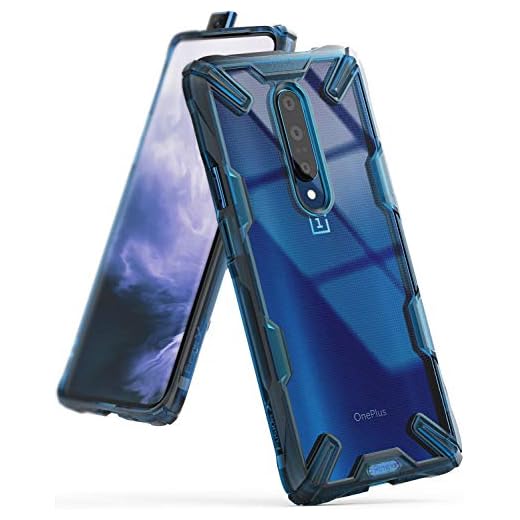 Ringke Fusion-X Kompatibel med OnePlus 7 Pro Skal Fodral Hård PC Baksida Stötsäker Heavy Duty TPU Stötfångare Skyddande Bakskal - Space Blue