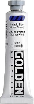 GOLDEN Heavy Body Acrylics, Phthalo Blue Green Shade, 2 fl. oz. Tube