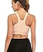 Womens Zip Front Sports Bra Wireless Post-Surgery Bra Racerback Yoga Sports Bras Beige