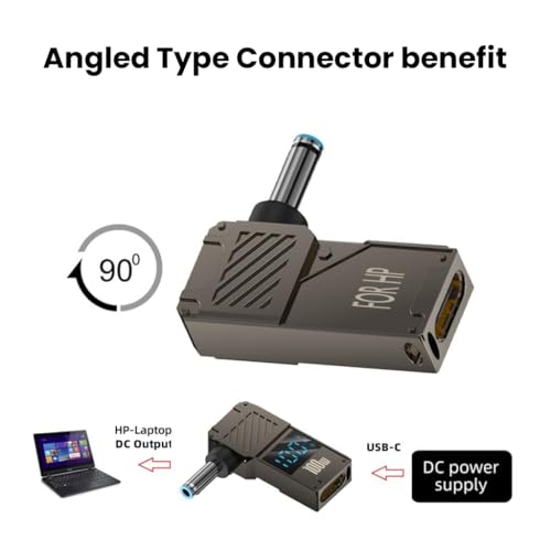 Image of 100W PD USB C to 4.5mm Laptop Charging Adapter for HP, Female Type C to Male DC 4.5 x 3.0mm Barrel Jack Plug Converter, Power Charger Connector Tip for Notebook HP14 /15, Envy 13 /15 (CA184)
