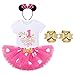 FYMNSI Baby Mädchen Erste 1. Geburtstag Outfit Minnie Maus Kostüm Baumwolle Kurzarm Strampler Body Gepunktet Tütü Rock Ohr Stirnband Fußblume 4tlg Bekleidungsset Rose + Gold Mein 1. Geburtstag 1 Jahr