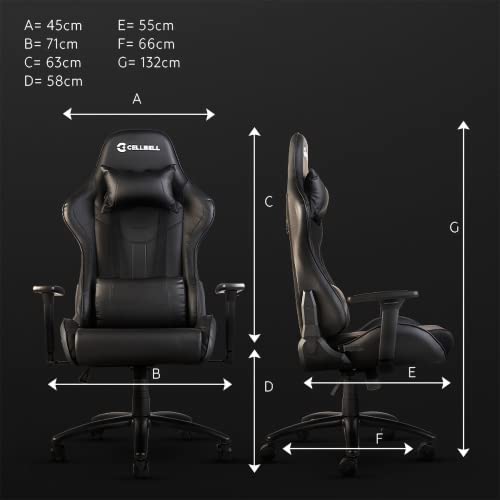 CELLBELL Multi-Functional Ergonomic Gaming Chair, Premium Leatherette Chair with Adjustable Neck & Lumbar Pillow, 3D Adjustable Armrests & Heavy... - Image 3
