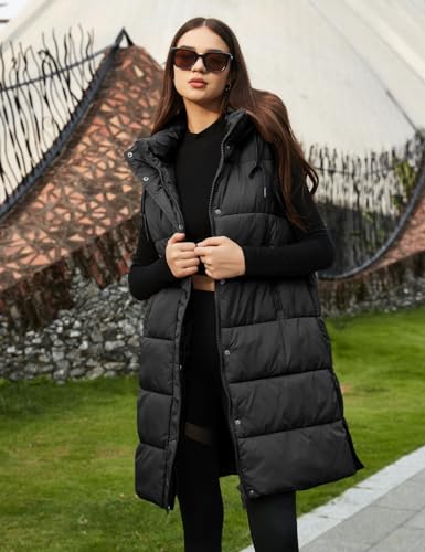 PUWEI Long Puffer Vest Women Quilted Hooded Vest Padded Sleeveless Coat Jackets With Pockets2