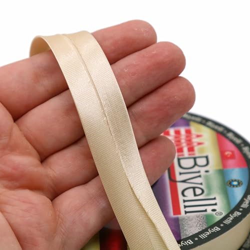 Image of Fold Satin Bias Tape - 99+ Colors - 3 /4 Inches Wide - 27 Yards - Fold Satin Binding Bias Ribbon Fabric Piping Bias Binding Tape for Sewing Clothing DIY (67. Honey Beige) BYS67