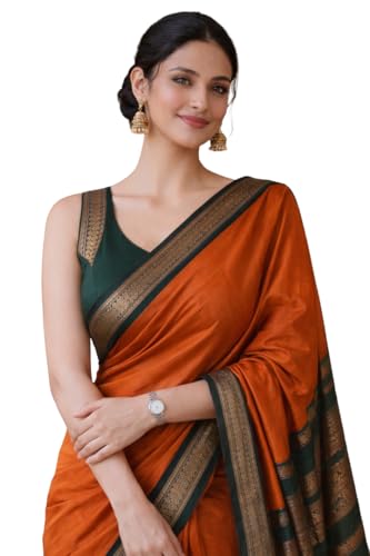 Image of South Cotton Gadwal Saree for Women | Celebrity Inspired Traditional Ethnic Wear | Chettinad & Kalyani Cotton Sarees | Soft Cotton Saree with Blouse Piece
