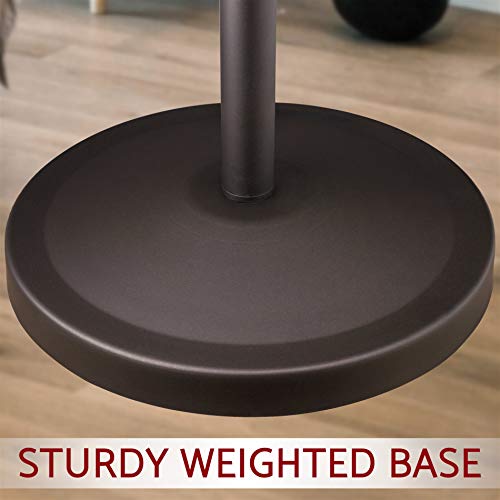 Kira Home Addison 68" Modern 6 Hook Free Standing Metal Coat Rack, Weighted Base, Gold Cap Accents + Oil-Rubbed Bronze Finish #TOP2