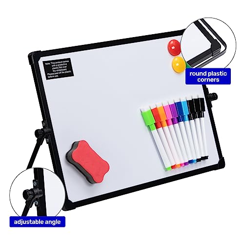DOEWORKS Pizarra Blanca Magnética 35 x 25cm, Pequeña Pizarra Blanca de Doble, Mini Pizarra Magnética de Borrado en Seco para Hogar Escuela Oficina, con Soporte Negro - imagen 4
