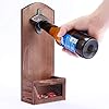Wooden Wall Mounted Beer Barrel Keg Bottle Opener With Cap Catcher Home