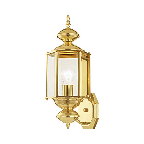 Image of Livex Lighting 2006-02 1-Light Outdoor Wall Lantern, Polished Brass