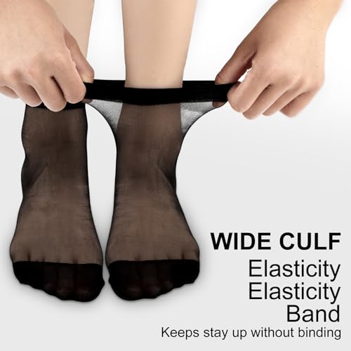 10 Pairs Nylon Socks for Women Sheer Ankle Socks Silky Breathable Hosier for Women and Girls4