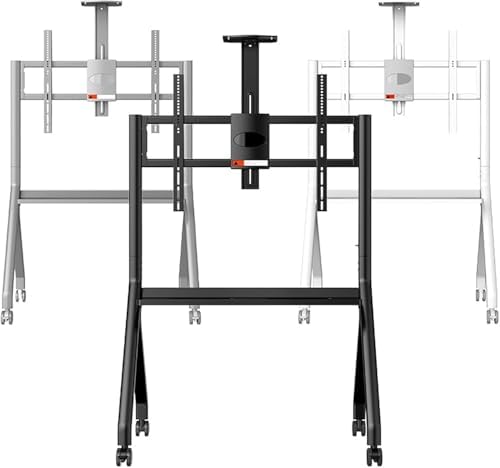 Adjustable Mobile TV Stand with Lockable Wheels, Rolling Display Cart for 42-75 Inch Interactive Whiteboards, Perfect for Office, Classroom, and Home Use