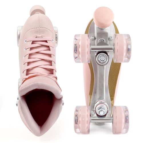 Tuosamtin Roller Skates for Women Girls with Height Adjustable Rubber Stoppers Cute Retro Quad Roller Skates for Outdoor and Indoor