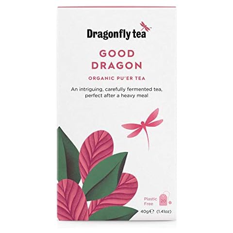Dragonfly Tea Good Dragon, Organic Pu'er Tea, 20 Teabags (Pack of 4, 80 Teabags) Cover