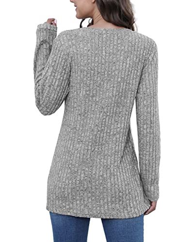 Image of JomeDesign Long Sleeve Shirts for Women Crew Neck Lightweight Sweater Loose Casual Tunic Tops