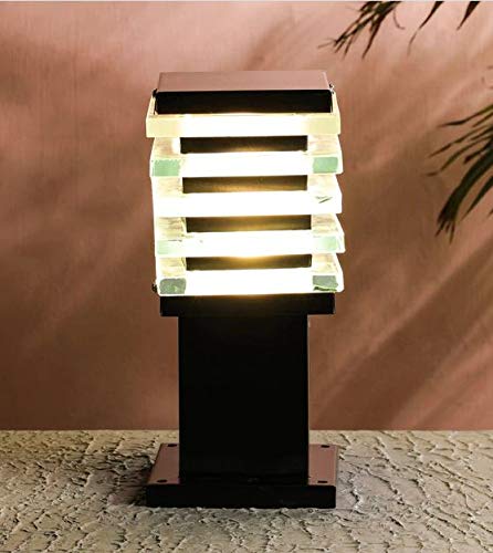 Image of Areezo Waterproof Outdoor Gate Light for Main Gate Pillar - Modern LED /Holder Based Lamp for Home, Garden & Balcony (Pack of 4, Ice Cube Black)