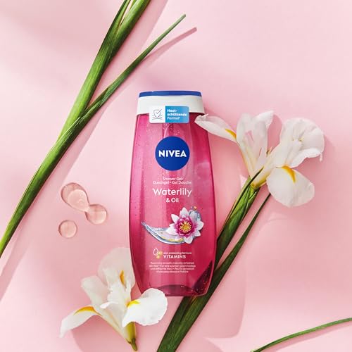 NIVEA Waterlily & Oil Duschgel, pH-hautneutrale Pflegedusche mit frischem Duft nach Wasserlilie, verwöhnende Dusche mit pflegenden Ölperlen (250 ml)