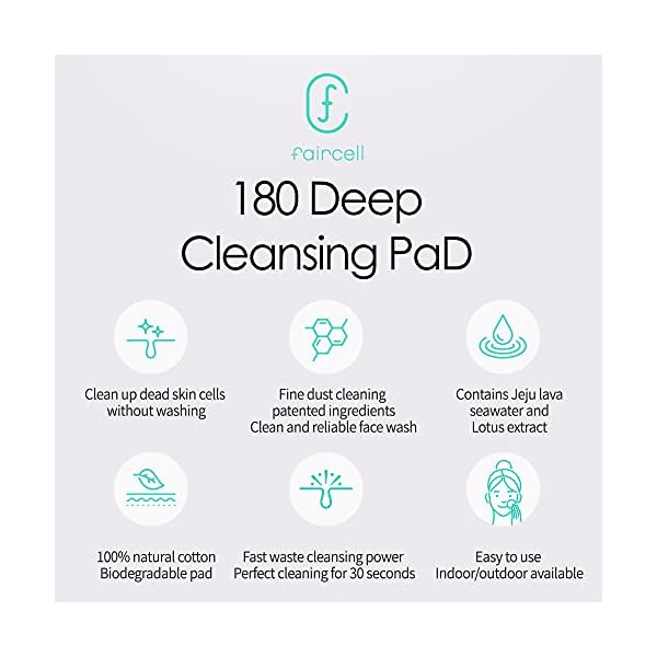 Faircell 180 Facial Deep Cleansing Pads (15Count) - Resurfacing, Moisturizing, Makeup Remover Portable and Large Size