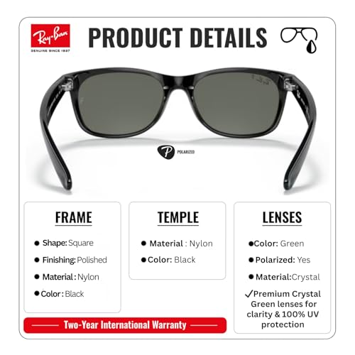 Image of Ray-Ban RB2132 NEW WAYFARER CLASSIC Square Shaped Sunglasses for Men & Women with Official RAYBAN Eyewear Kit