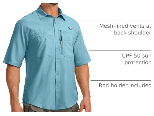 Image of G Gradual Men's Fishing Shirts with Zipper Pockets UPF 50+ Lightweight Cool Short Sleeve Button Down Shirts for Men Hiking