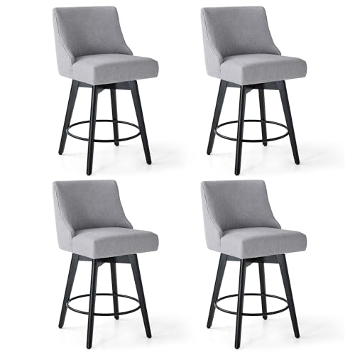 Image of 26 inch Counter Height Swivel Bar Stools, Set of 4, Grey