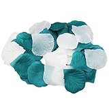 ALLHEARTDESIRES 600PCS Mixed Teal Blue & White Silk Rose Petals Wedding Centerpieces Party...