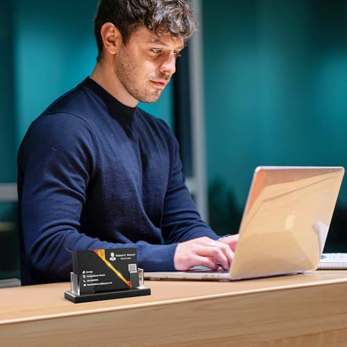 BSSOYAMM 2 pacotes de porta-cartões de visita para mesa, exibição de cartões de visita em acrílico,