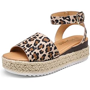 Vepose Women's Platform Wedge Sandals Open Toe 2.3 Inch Espadrilles Dressy Comfortable Summer Vacation Trendy Ankle Strap Buckle Shoes Work Wedding 400A