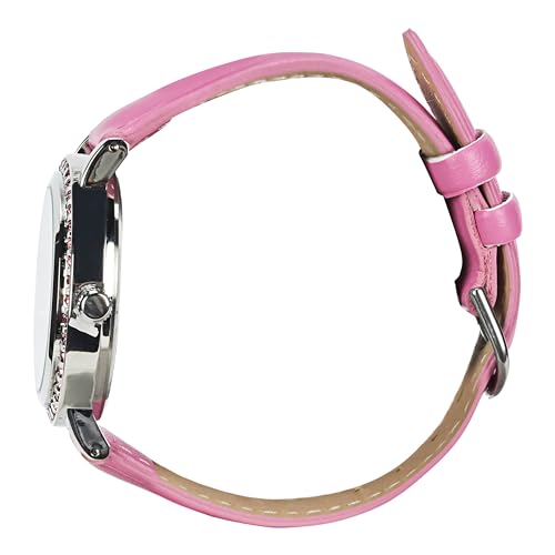 Barbie Glitter Analog Watch for Girls - Sparkling Pink Strap and Silver Bezel with Roman Numerals and Iconic Logo - Image 3