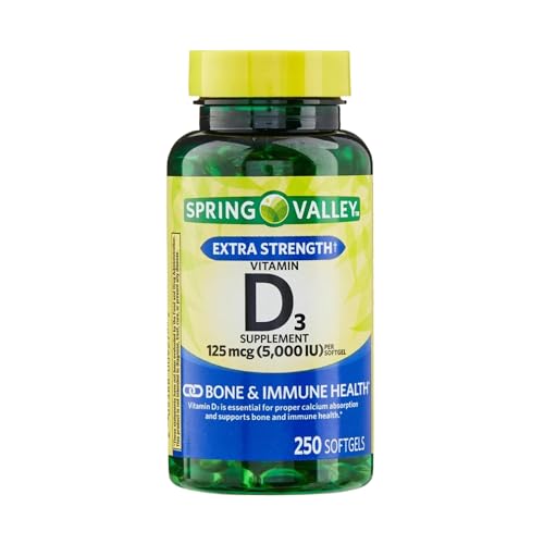 Unique Bundle Store Extra Strength Vitamin D3 5000 IU 125 mcg – 250 Softgels, High Potency D3 Vitamin Supplement, Daily Vitamin D for Bone Strength, Immune Support (Pack of 1)