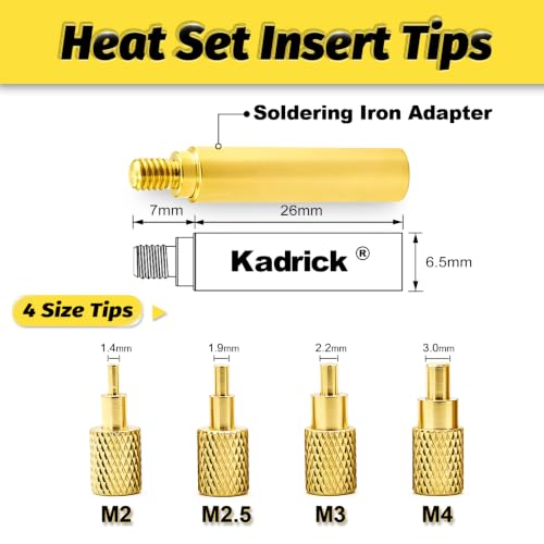 Image of KADRICK 620Pcs M2 M2.5 M3 M4 Heat Set Inserts Kit with Heat Set Insert Tips