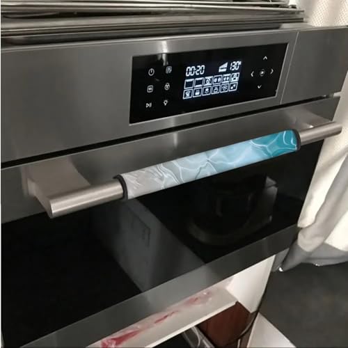 Image of 6 Pieces Fridge Oven Door Handle Covers Washable Fabric Kitchen Appliance Decor Handles Anti-Static Gloves for Fridge Oven Dishwasher, Water Wave Ripple Blue Gradient