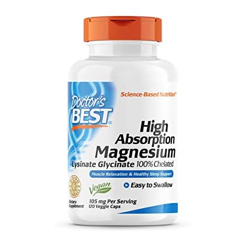 Doctor's Best High Absorption Magnesium Lysinate Glycinate, Easy to Swallow, 120 Ct Cover