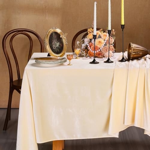 Beige Velvet Tablecloth 60"x102" Luxurious Solid Rectangle Table Cloth
