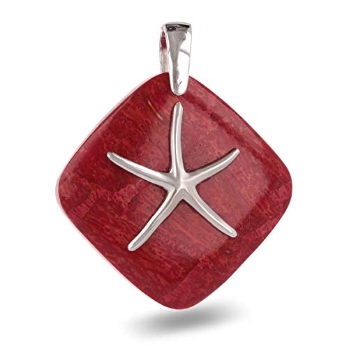 Pendentif Corail Rouge Étoile de Mer Argent MARINA Idéal pour Sublimer vos Tenues d'Été