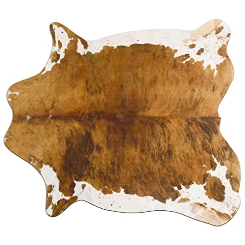 Beraliy Cowhide Rug, 4.6 X 5.2 Ft Large Cow Print Rug For Bedroom, Faux Fur Animal Cow Hide Carpet For Western Decor Living Room, Brown #TOP6