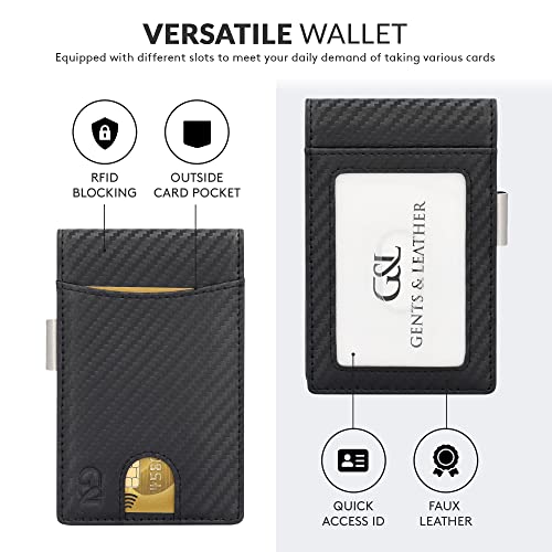 GENTS & LEATHER Mens Slim Wallet with Money Clip RFID Blocking Bifold Credit Card Holder for Men with Gift Box2