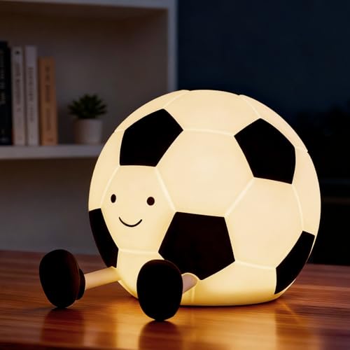 DAMELYN Soccer Night Light for Kids Adjustable and Timed Silicone Night Lamp Nursery Bedroom Soccer Lamp Party Decoration Suitable for Boys and Girls