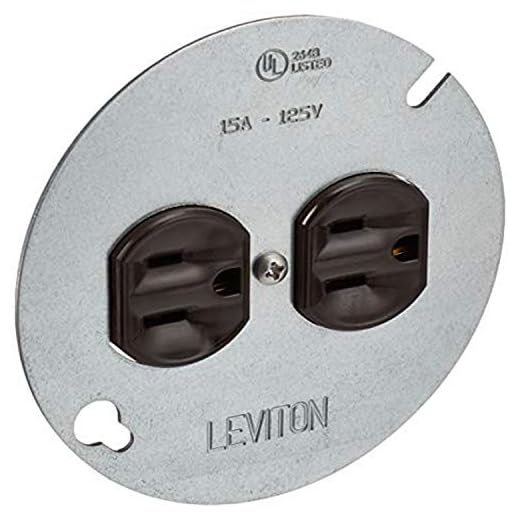 Leviton 1228 15 Amp 125 Volt, Duplex Receptacle, with 4" Metal Cover, Residential Grade, Grounding, Brown