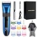 BarberBoss Cordless Self-Sharpening Beard & Hair Trimmer, Ceramic Blades, LED Display, Fast Charging, and 8 Color Comb Attachments QR-2082