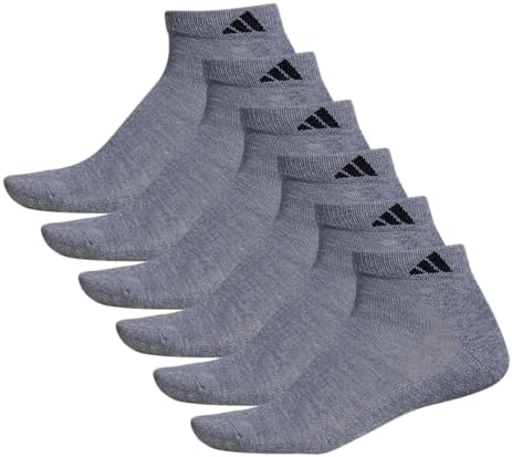 adidas Men's Athletic Cushioned Low Cut Ankle Socks (6 Pairs) Durable & Comfortable, Heather Grey/Black, Large — view 7