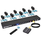 VGA KVM Switch 8 Ports avec 8 KVM Câbles, Commutateur KVM pour 8 PC, pour PC Écran VGA Clavier Souris Imprimante Scanner